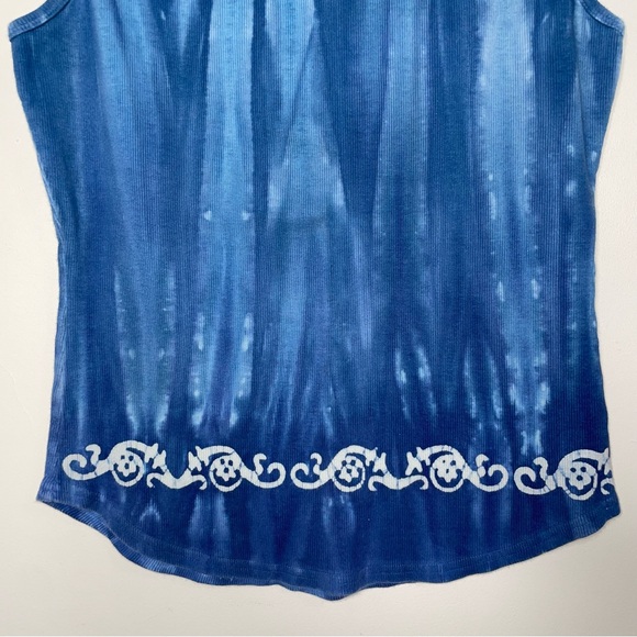 Gramicci Women's Vintage Tank Top Ribbed Cotton Blend Size L Tye Dye Blue USA - Picture 7 of 10